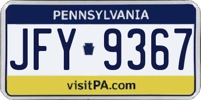 PA license plate JFY9367