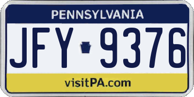 PA license plate JFY9376