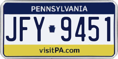 PA license plate JFY9451