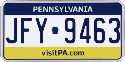 PA license plate JFY9463