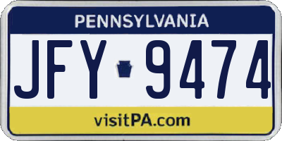 PA license plate JFY9474
