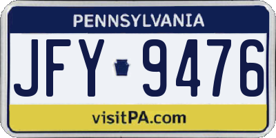 PA license plate JFY9476
