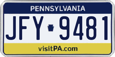 PA license plate JFY9481