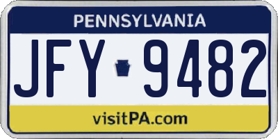 PA license plate JFY9482