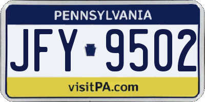 PA license plate JFY9502