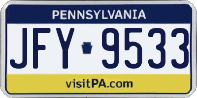 PA license plate JFY9533