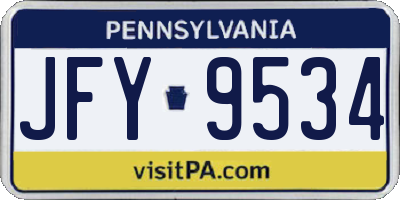 PA license plate JFY9534