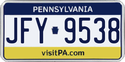 PA license plate JFY9538