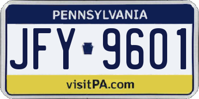 PA license plate JFY9601