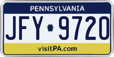 PA license plate JFY9720