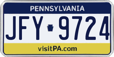 PA license plate JFY9724