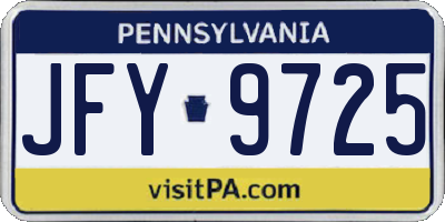 PA license plate JFY9725