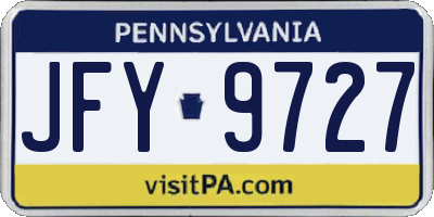 PA license plate JFY9727