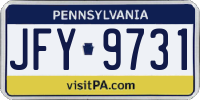 PA license plate JFY9731