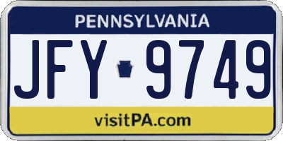 PA license plate JFY9749