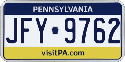 PA license plate JFY9762