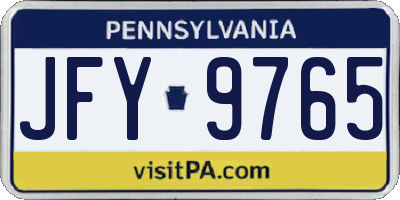 PA license plate JFY9765
