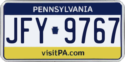 PA license plate JFY9767