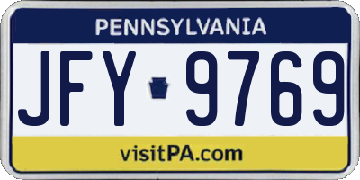 PA license plate JFY9769
