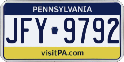PA license plate JFY9792