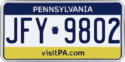 PA license plate JFY9802