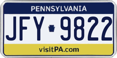 PA license plate JFY9822