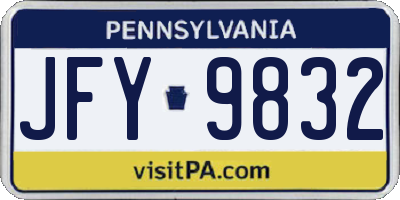 PA license plate JFY9832