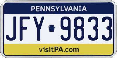 PA license plate JFY9833
