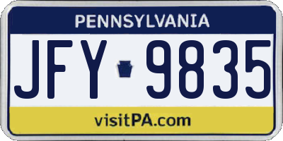 PA license plate JFY9835