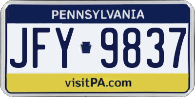 PA license plate JFY9837