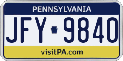 PA license plate JFY9840