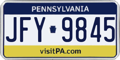 PA license plate JFY9845