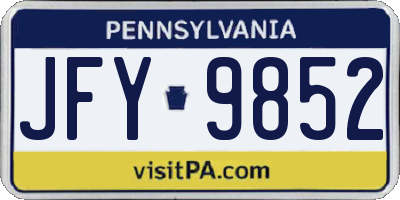 PA license plate JFY9852