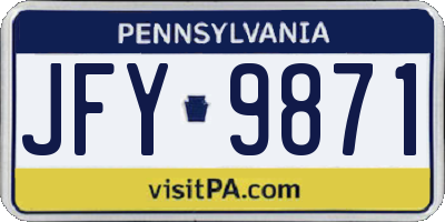 PA license plate JFY9871
