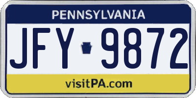 PA license plate JFY9872