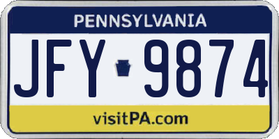 PA license plate JFY9874