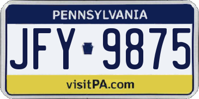 PA license plate JFY9875