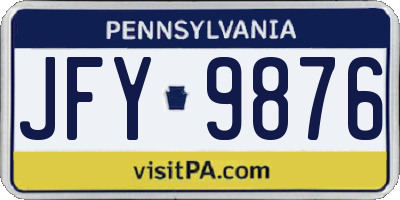 PA license plate JFY9876