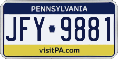 PA license plate JFY9881