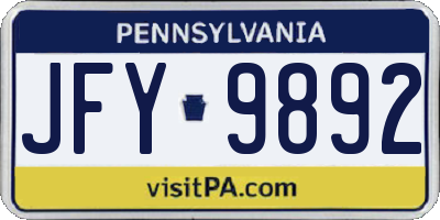 PA license plate JFY9892
