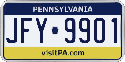 PA license plate JFY9901