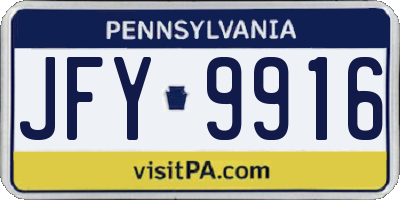 PA license plate JFY9916