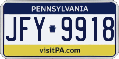 PA license plate JFY9918