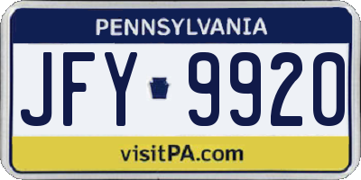 PA license plate JFY9920