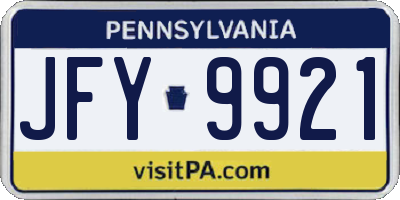 PA license plate JFY9921