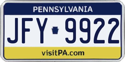 PA license plate JFY9922