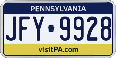 PA license plate JFY9928