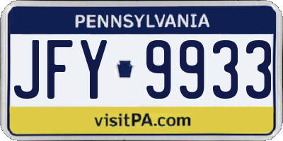 PA license plate JFY9933