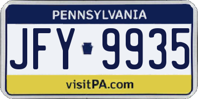 PA license plate JFY9935