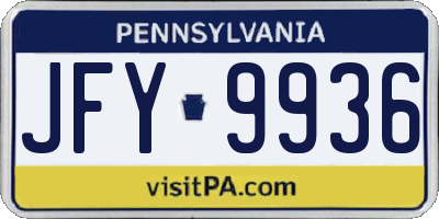 PA license plate JFY9936